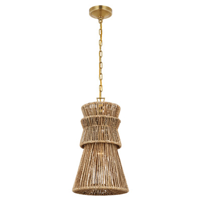 Visual Comfort Signature Collection CHC5021AB/NAB Chapman & Myers Antigua LED 13 inch Antique-Burnished Brass and Natural Abaca Pendant Ceiling Light