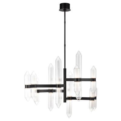 Visual Comfort Modern Langston Plated Dark Bronze Steel Chandelier - Large