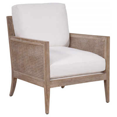 Bettina Coastal Beach White Performance Natural Grey Woven Cane Chair