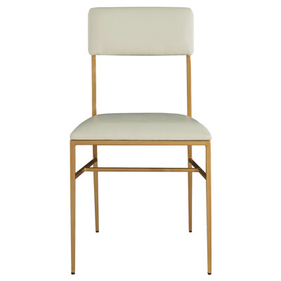 Taliyah Regency Loft White Faux Leather Brass Side Chair
