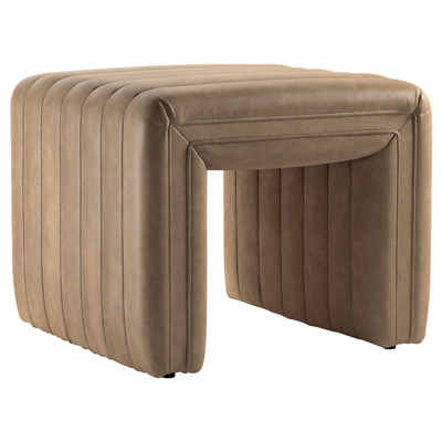 Grayson Augustine Palermo Drift Brown Leather Ottoman