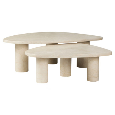 Zayden Modern Classic Cream Marble Nesting Coffee Tables
