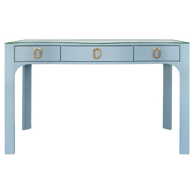 Worlds Away Gladys Modern Classic Light Blue Linen Desk