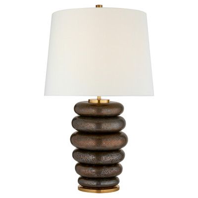 Visual Comfort Phoebe Modern Crystal Bronze Ceramic Cordless Stacked Table Lamp