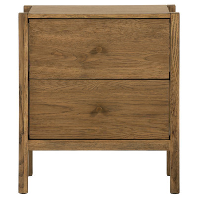 Haiden Meadow 2-Drawers Brown Oak Wood Nightstand