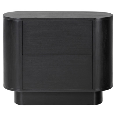 Paris Rustic Lodge Black Acacia Wood Oval Nightstand