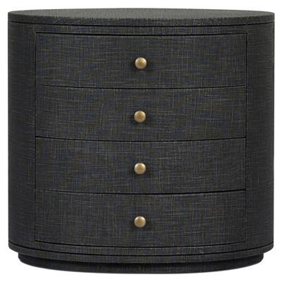Beatrice Modern Classic Black Painted Linen Oval Nightstand