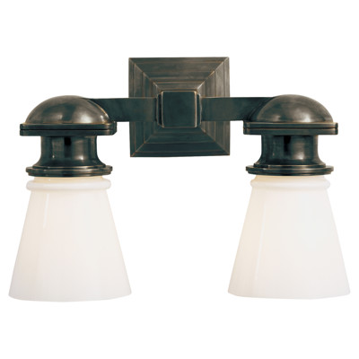 Visual Comfort Signature Collection SL2152BZ-WG Chapman & Myers Ny Subway 2 Light 14 inch Bronze Double Bath Light Wall Light