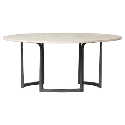 Beckett French Country Cream Marble Black Iron Coffee Table - 40"