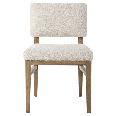 Christian Modern Classic Cream Performance Boucle Brown Oak Dining Chair