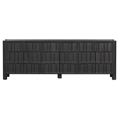 Erin Rustic Lodge Black Oak Media Console - 98"