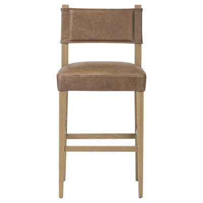 Ely Rustic Lodge Leather Brown Oak Bar Stool