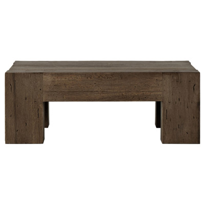 Oliver Rustic Lodge Dark Brown Oak Wood Square Coffee Table - 40"