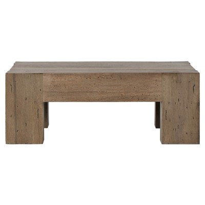 Oliver Rustic Lodge Brown Oak Wood Square Coffee Table - 40"