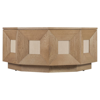 Kara Modern Classic Brown Oak Geometric Round Coffee Table