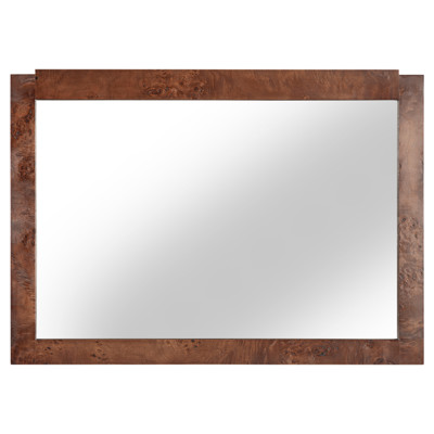 Briella Modern Classic Dark Brown Burl Wood Rectangular Wall Mirror