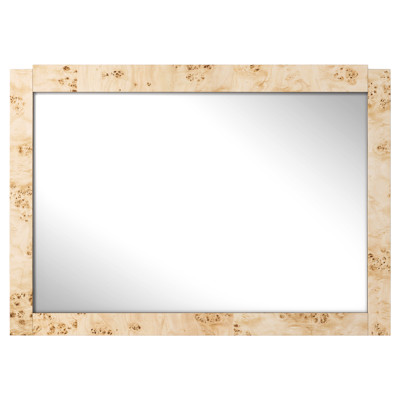Briella Modern Classic Light Brown Burl Wood Rectangular Wall Mirror
