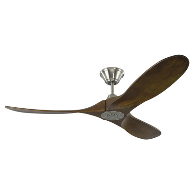 Visual Comfort Maverick Dark Walnut Blades Brushed Steel Ceiling Fan - 52"
