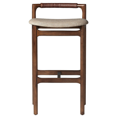 Blaise Rustic Lodge Beige Performance Brown Wood Bar Stool