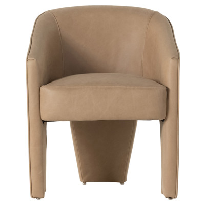 Fara Modern Classic Beige Leather Dining Arm Chair