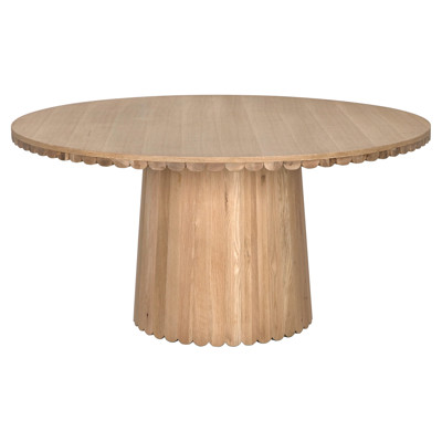 Meighton Modern Classic Brown Scalloped Round Dining Table - 60"