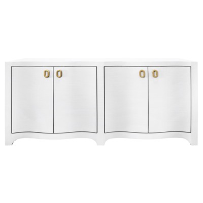 Worlds Away Miffy Modern Classic White Textured Linen Wood Sideboard