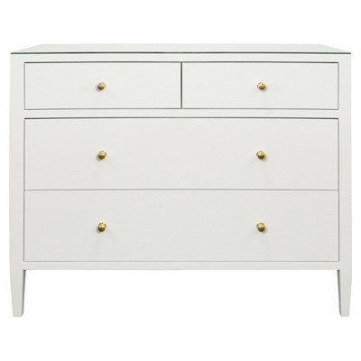 Worlds Away Michelle Modern Classic White Textured Linen Wood Dresser