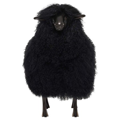 Leon Modern Black Sheepskin Antique Bronze Baby Sheep Statue