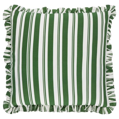 Nathaniel French Country Green Cotton Linear Throw Pillow - 20x20