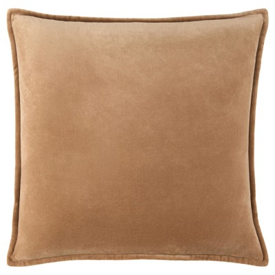 Anika Modern Classic Light Brown Velvet Flange Down Pillow - 20x20