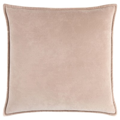 Anika Modern Classic Beige Velvet Flange Down Pillow - 18x18