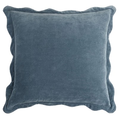 Stella French Country Dark Blue Cotton Scallop Throw Pillow - 20x20