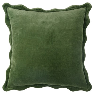 Stella French Country Green Cotton Scallop Throw Pillow - 22x22