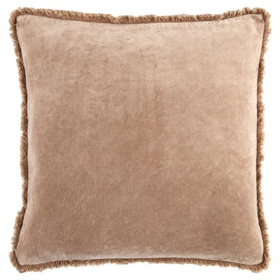 Micah Modern Classic Light Brown Velvet Throw Pillow - 20x20