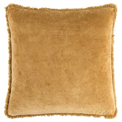 Micah Modern Classic Yellow  Velvet Throw Pillow - 22x22