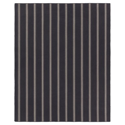 Mavian Coastal Beach Navy Blue Striped Patterned Indoor Outdoor Rug - 4'x6'