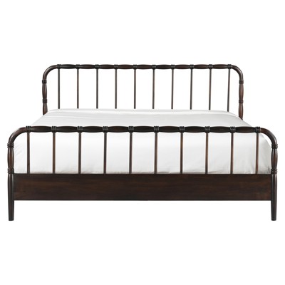Vindra Updated Traditional Dark Brown Wood Bed - Queen