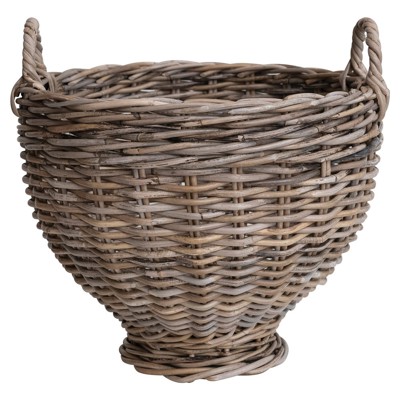Storied Home Round Woven Rattan Footed Basket Storage - Natural