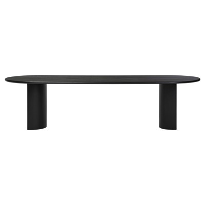 Paris Rustic Lodge Black Acacia Wood Oval Dining Table - 118"