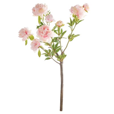Elowyn Updated Traditional Light Pink Peony Branch Faux Floral