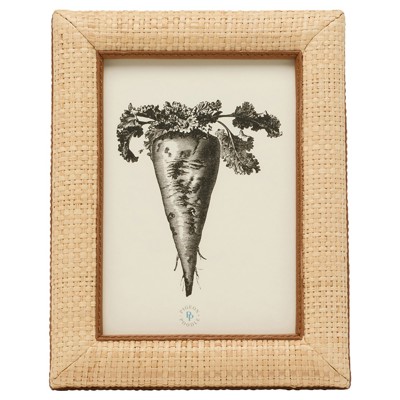 Pigeon and Poodle Hanford Natural Raffia Brown Leather Trim Photo Frame - 5x7