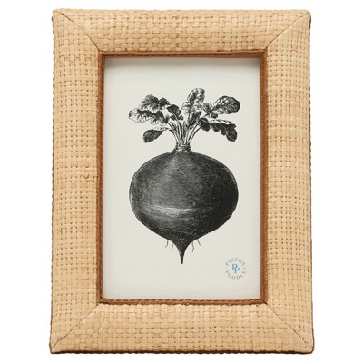 Pigeon and Poodle Hanford Natural Raffia Brown Leather Trim Photo Frame - 4x6