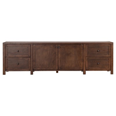 Lela Modern Classic Montserrat Brown Wood Scalloped Media Cabinet