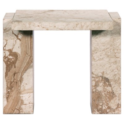 Valerie Modern Classic Taupe Marble Rectangular End Table