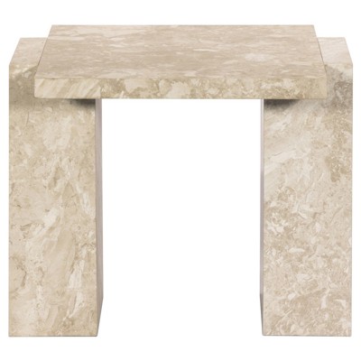 Valerie Modern Classic Beige Marble Rectangular End Table