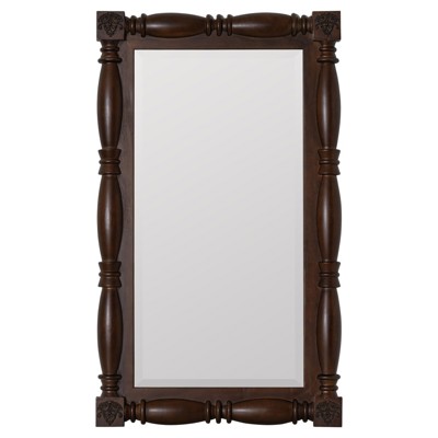 Sterling Traditional Dark Brown Wood Frame Rectangular Wall Mirror