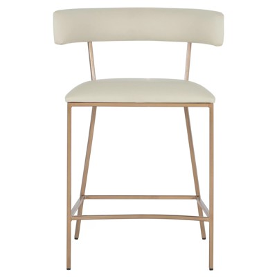 Matlock Modern Classic White Faux Leather Brass Counter Stool