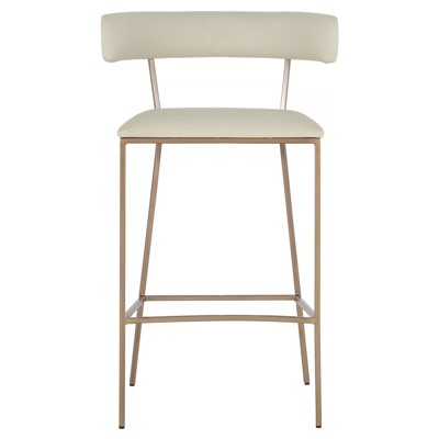 Matlock Modern Classic White Faux Leather Brass Bar Stool