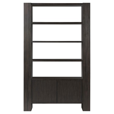 Finley Rustic Lodge Smoked Black Oak Wood Bookcase