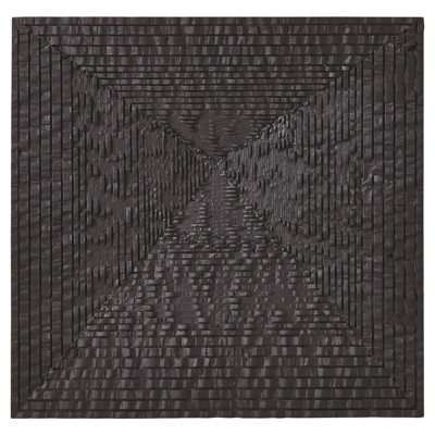 Beckett Rustic Lodge Black Gmelina Wood Textured Wall Sculpture
